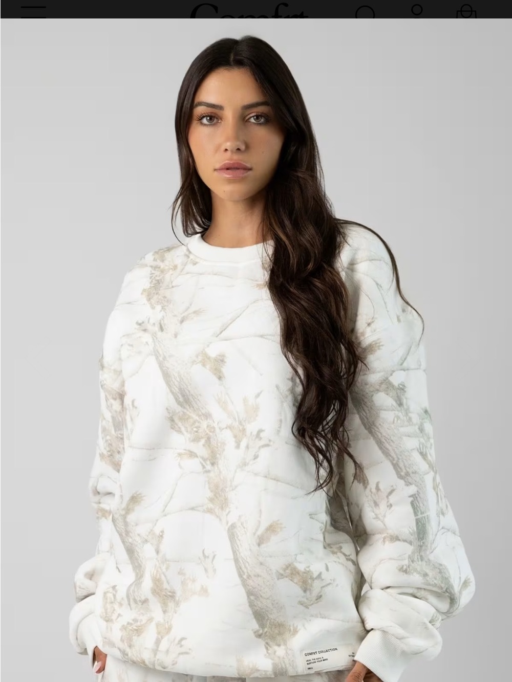 Comfrt White Oak Printed Crewneck Sweatshirt